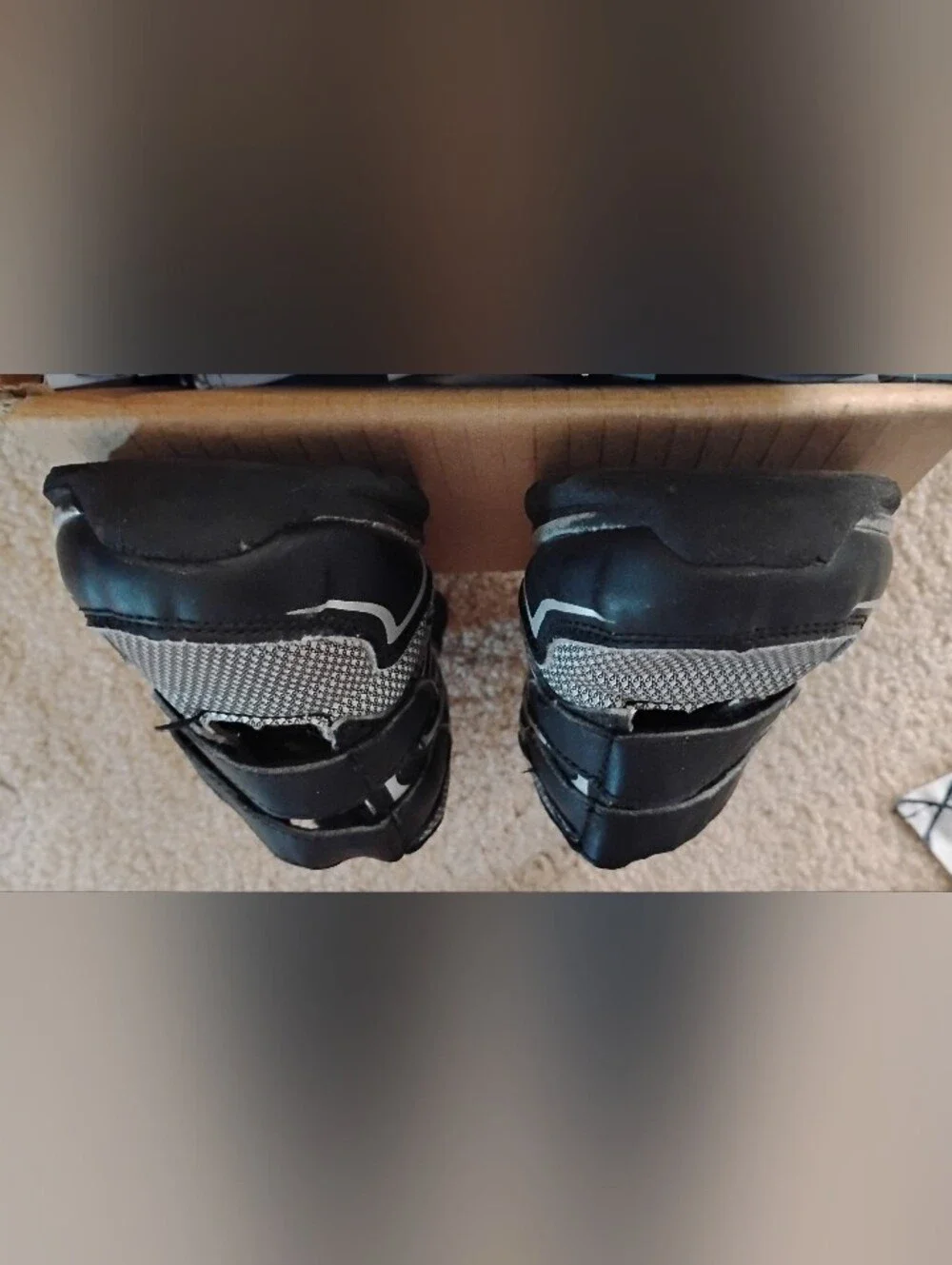 Boys Black and Silver Athletic Sneakers - Velcro Strap Size 1